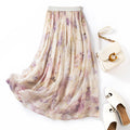 Women's High Waist Silk Printed A-Line Maxi Skirt