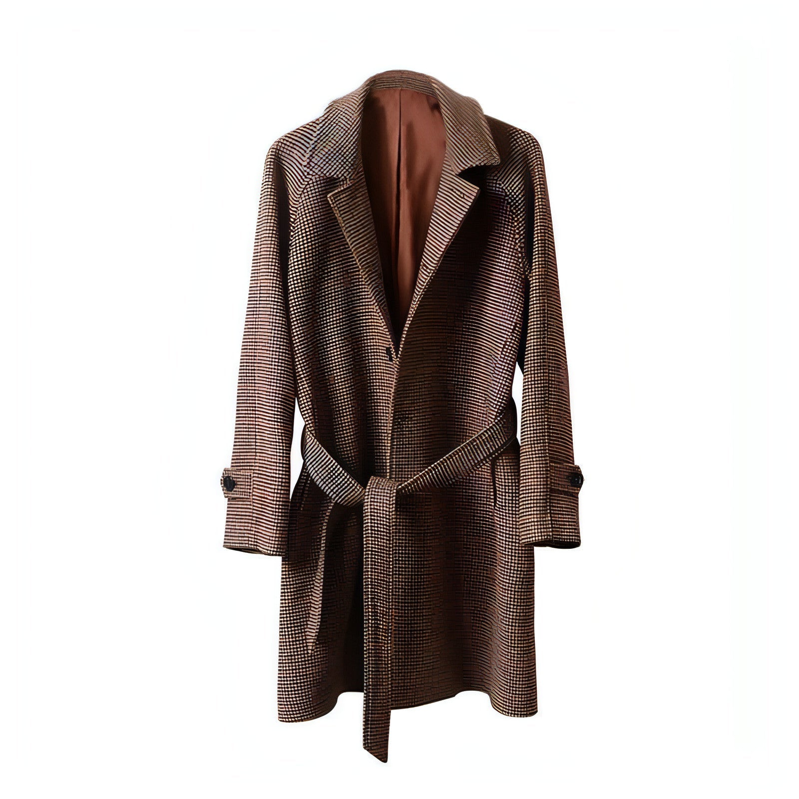 Vintage Houndstooth Woolen Trench Coat