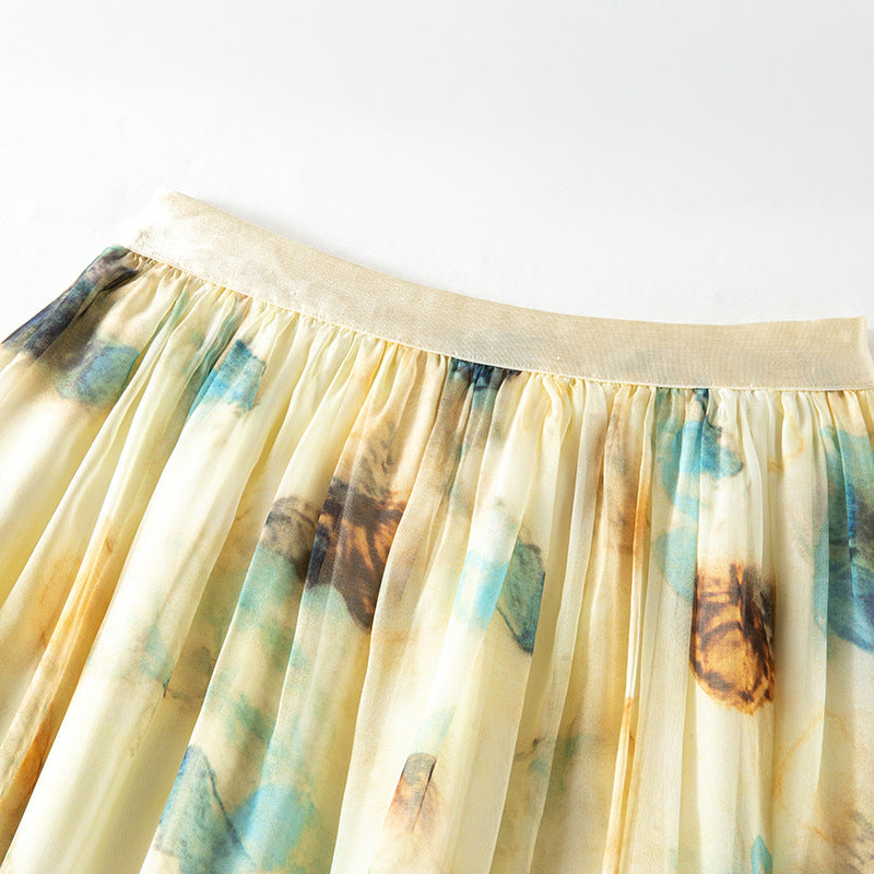 Women's Chiffon Peony Print Flowy Maxi Dress