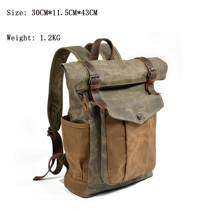 Men's Wax Canvas Roll-Top Hiking & Travel Backpack