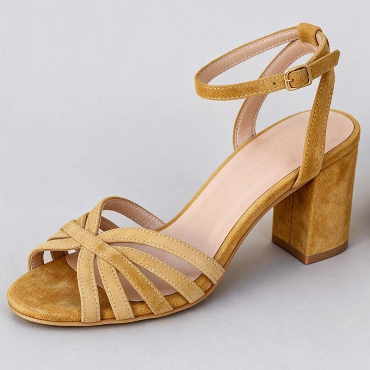 Women's Chunky Heel Peep-Toe Buckle Sandals