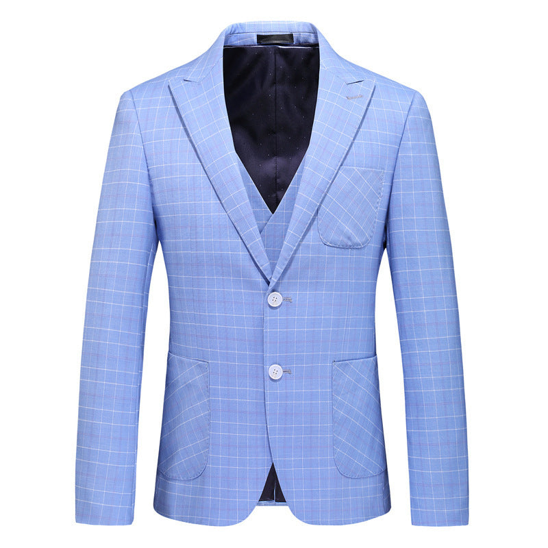 Three-Piece Suit – Light Blue Windowpane Check