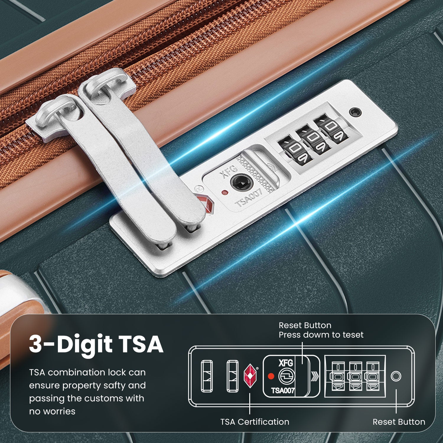 4-Piece PP Hard Shell Luggage Set with TSA Lock