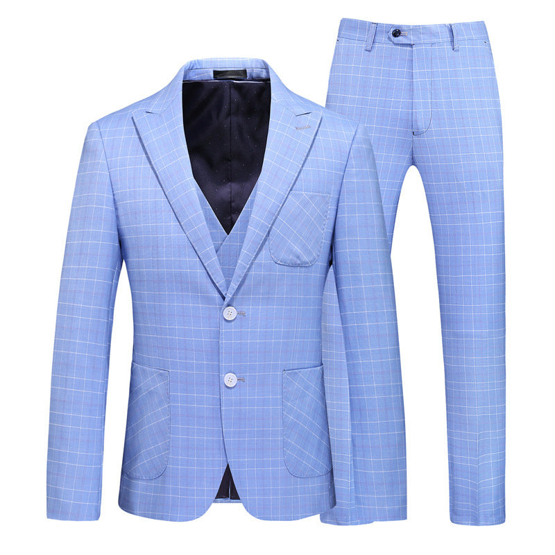 Three-Piece Suit – Light Blue Windowpane Check
