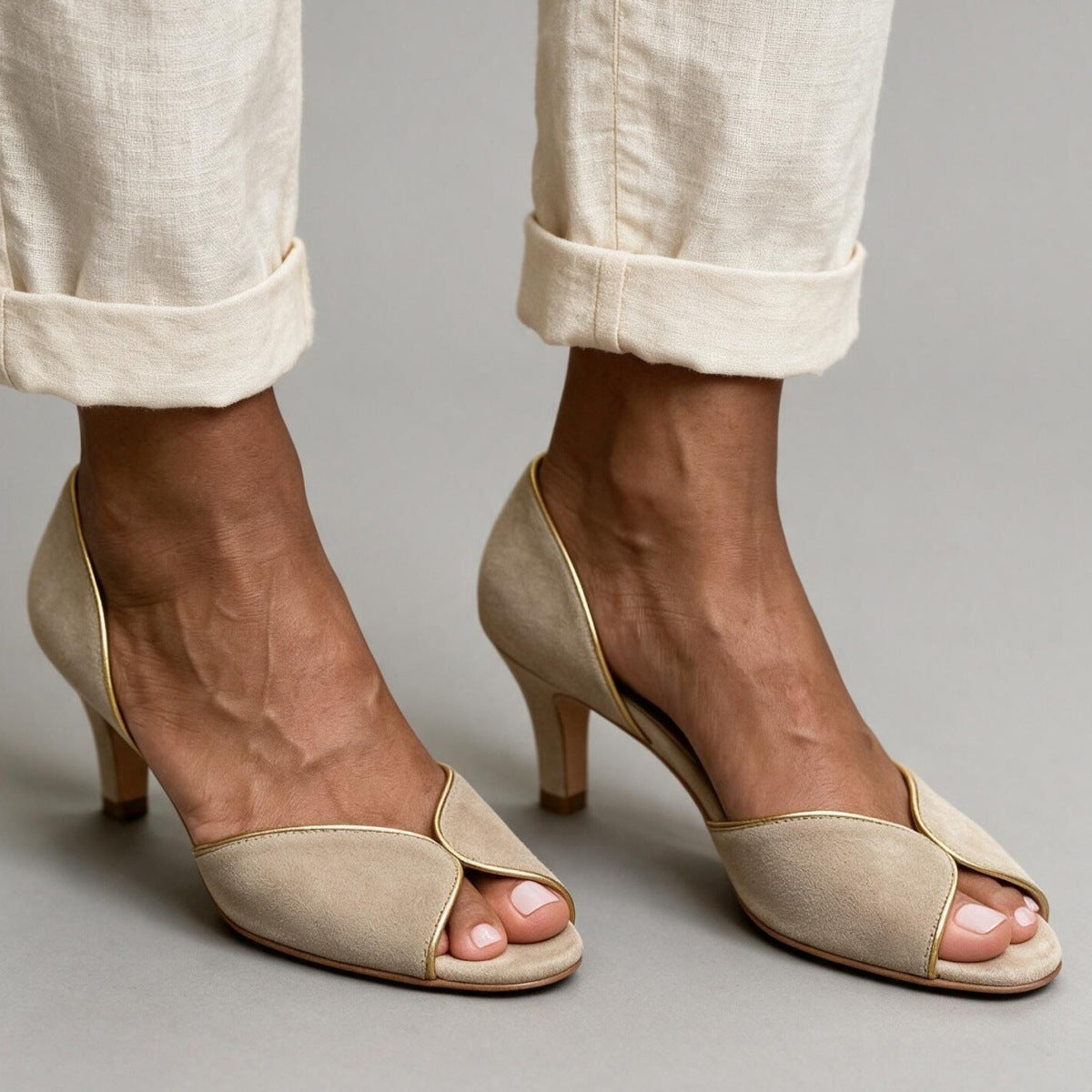 Women's Peep-Toe Slim Heel Strap Sandals