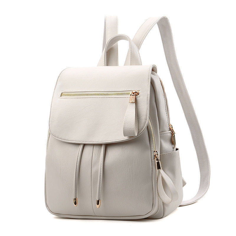 Women's Soft Leather Backpack — Gold Zip Detail