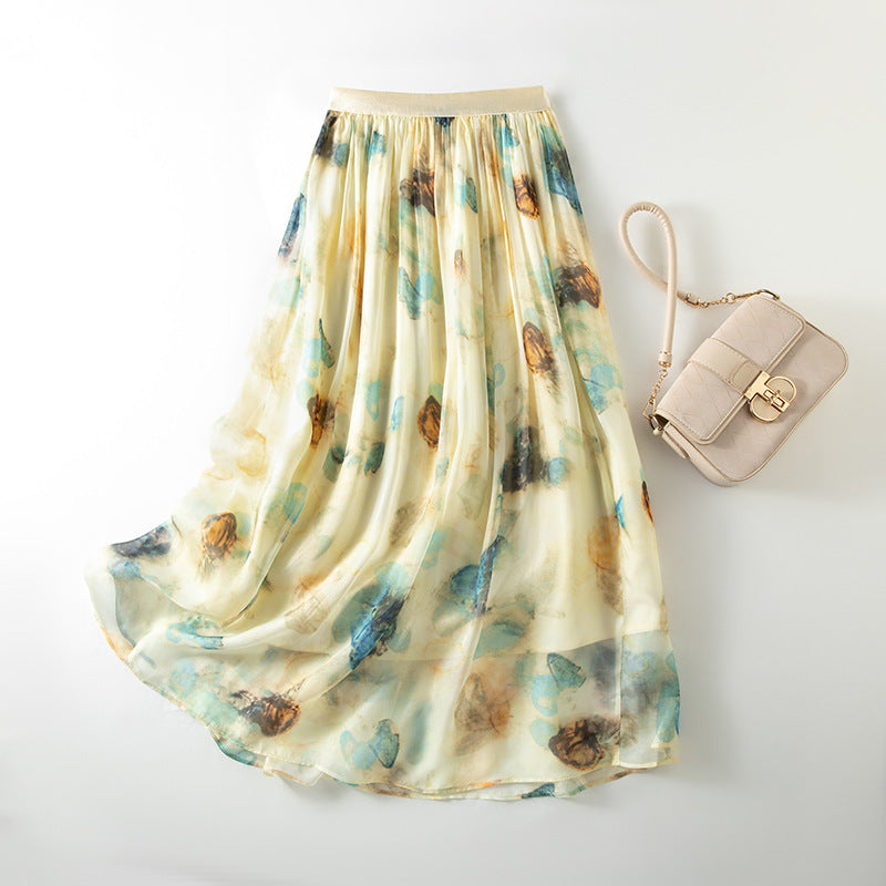 Women's Chiffon Peony Print Flowy Maxi Dress