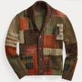 Men's Patchwork Knit Cardigan – Retro Colorblock Sweater Coat