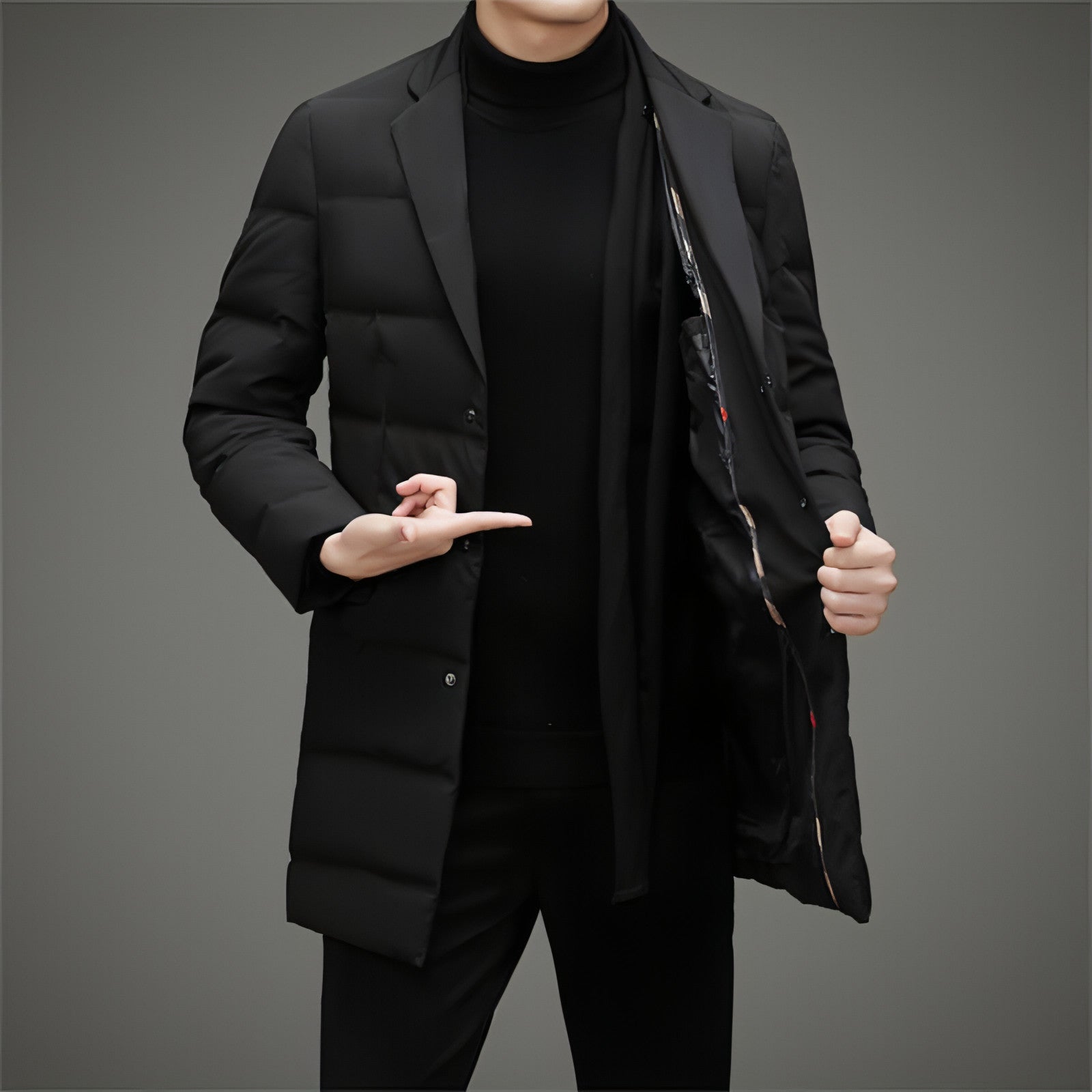 Scarf Collar Mid-Length Down Jacket