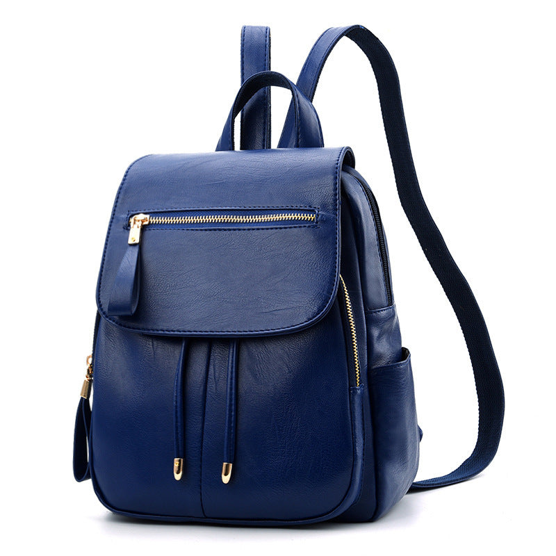 Women's Soft Leather Backpack — Gold Zip Detail