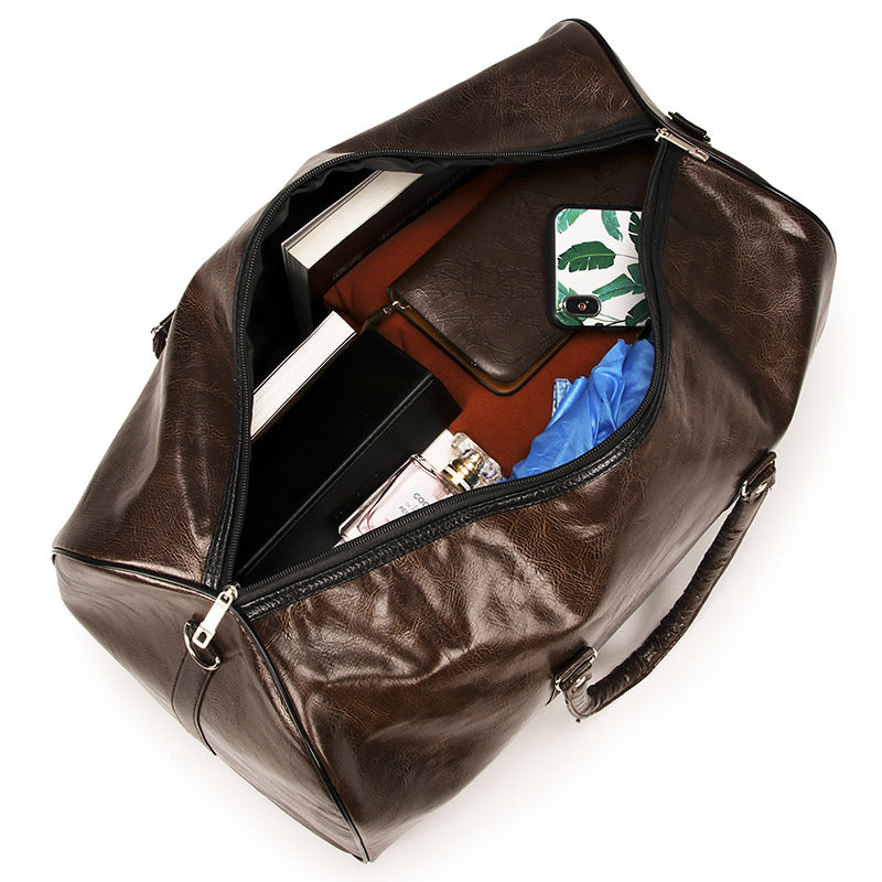 Leather Cylindrical Travel & Gym Duffel Bag