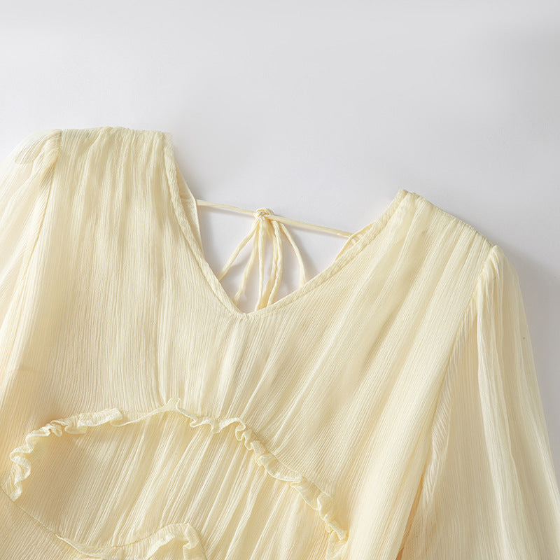 Women's Silk Tiered Ruffle Maxi Dress