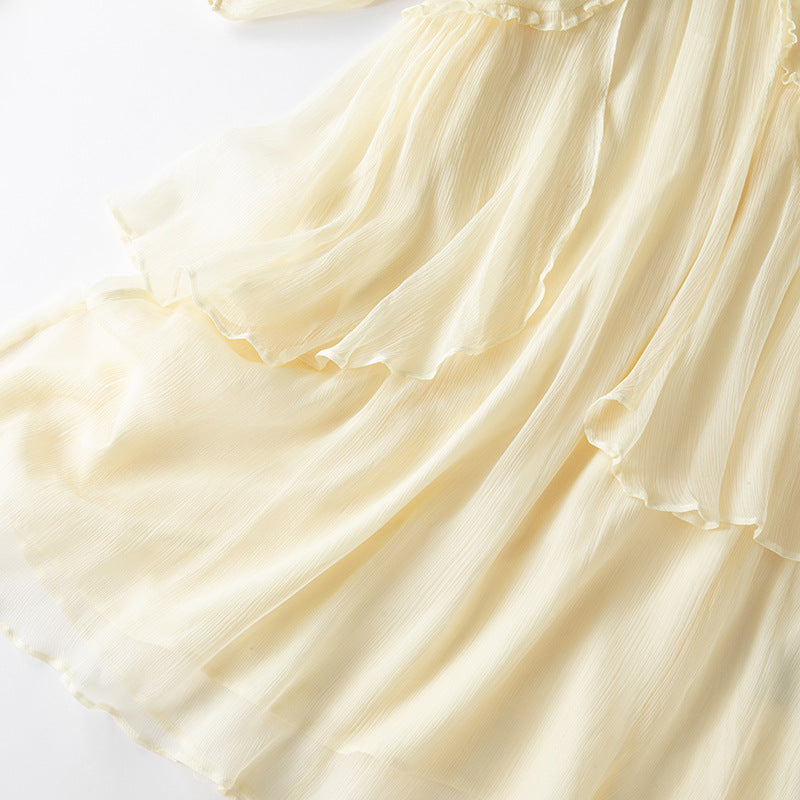 Women's Silk Tiered Ruffle Maxi Dress