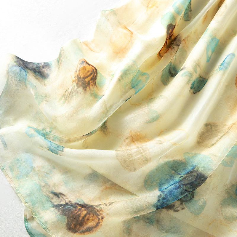 Women's Chiffon Peony Print Flowy Maxi Dress