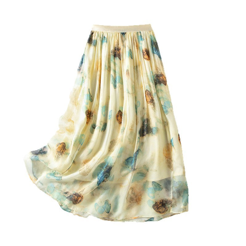Women's Chiffon Peony Print Flowy Maxi Dress