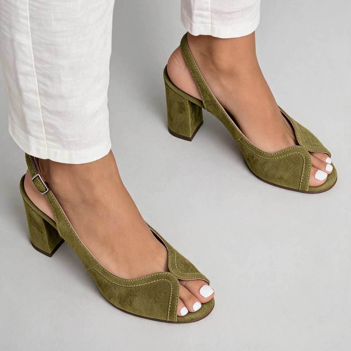 Women's Peep-Toe Chunky Platform Sandals
