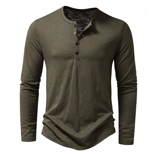 Men's Long Sleeve Henley T-Shirt – Button Placket Slim Fit