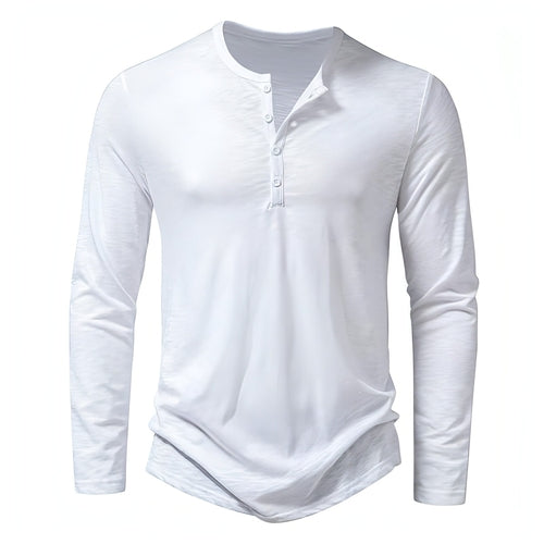 Men's Long Sleeve Henley T-Shirt – Button Placket Slim Fit