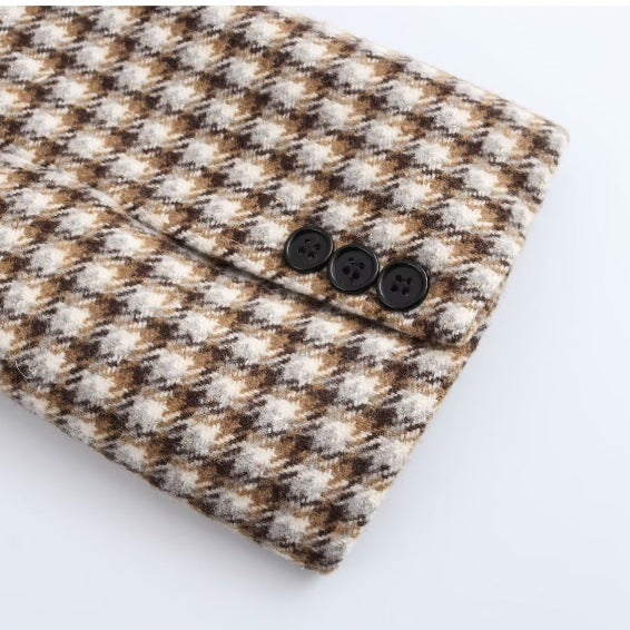Retro Plaid Wool Look Coat