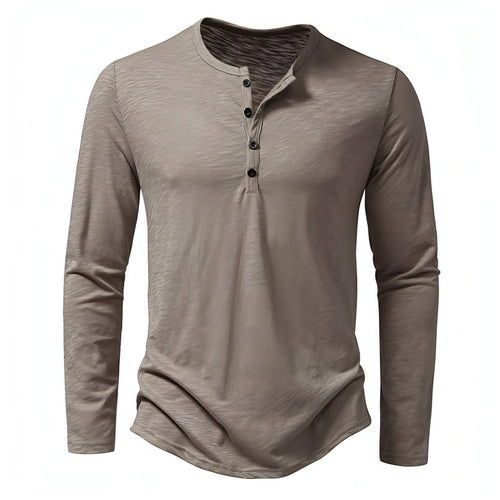 Men's Long Sleeve Henley T-Shirt – Button Placket Slim Fit