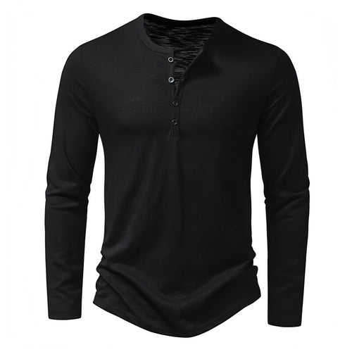 Men's Long Sleeve Henley T-Shirt – Button Placket Slim Fit