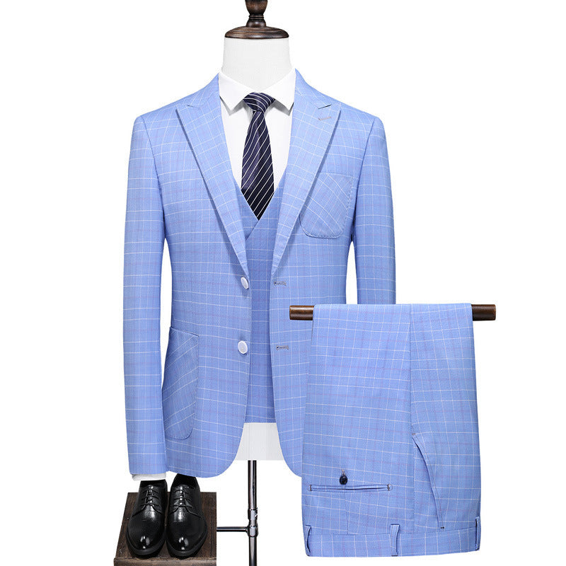Three-Piece Suit – Light Blue Windowpane Check