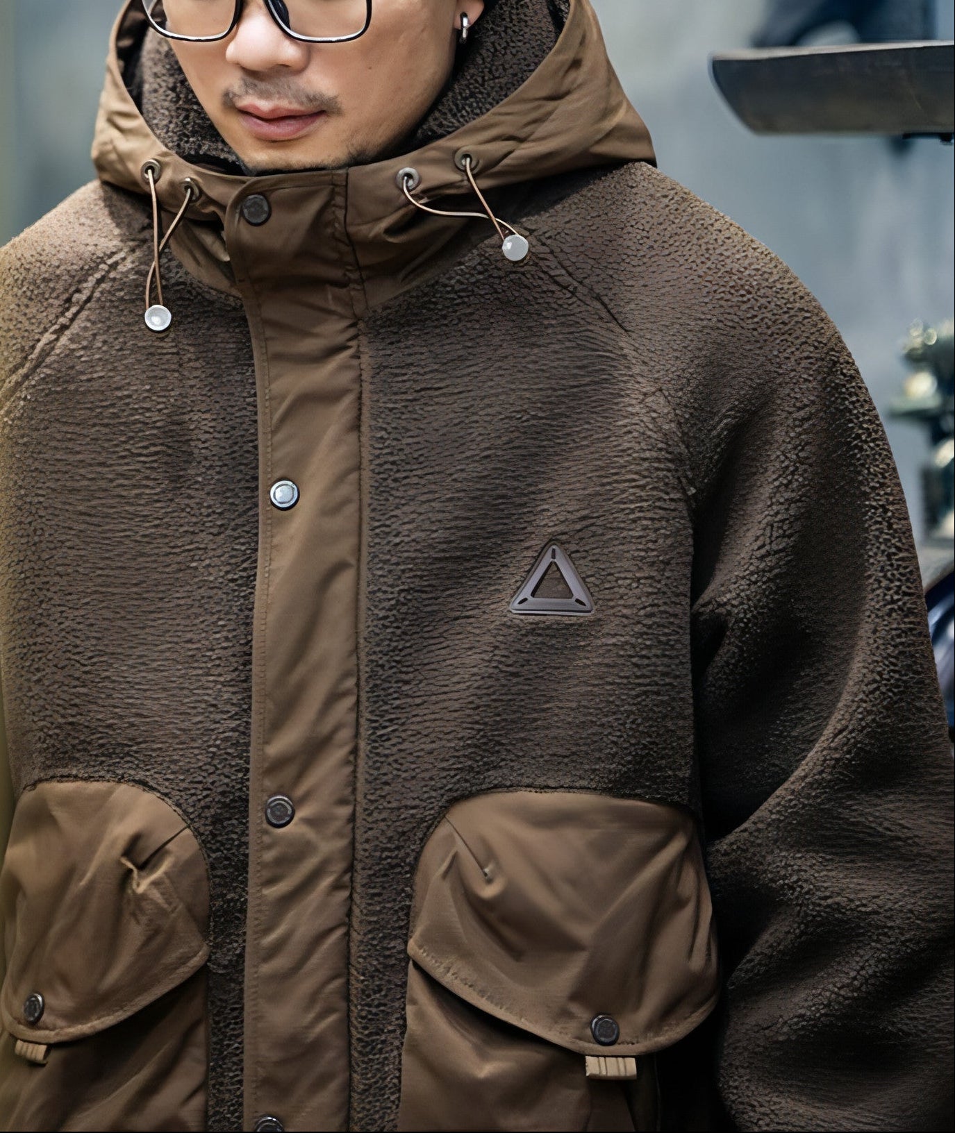 Lambswool Hooded Coat For Men Loose And Warm