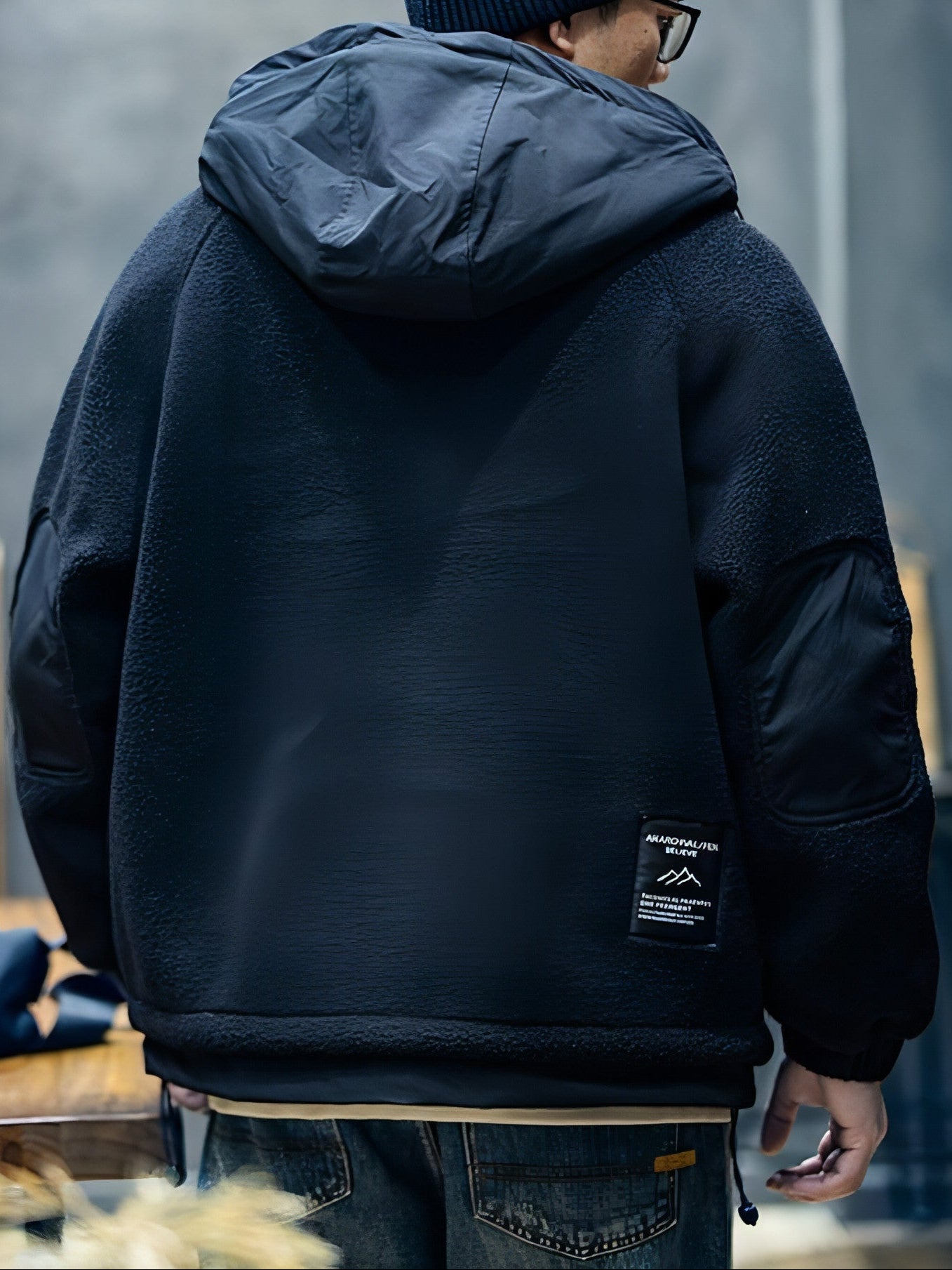 Lambswool Hooded Coat For Men Loose And Warm