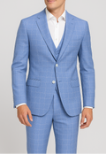 Three-Piece Suit – Light Blue Windowpane Check