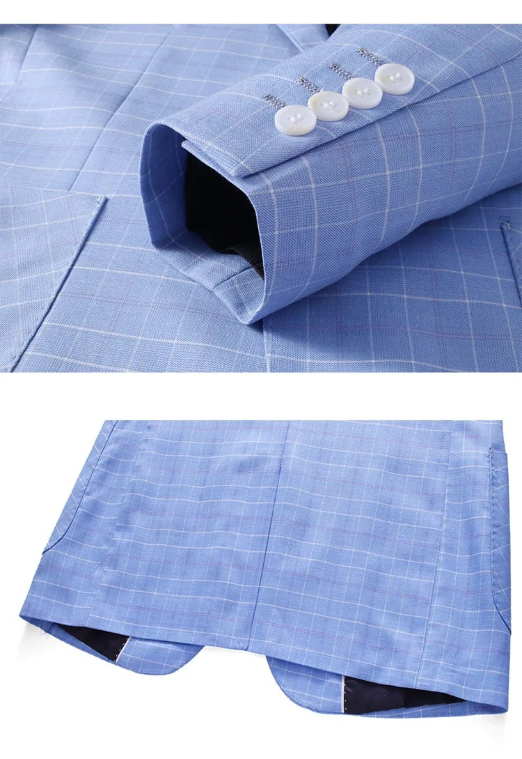 Three-Piece Suit – Light Blue Windowpane Check