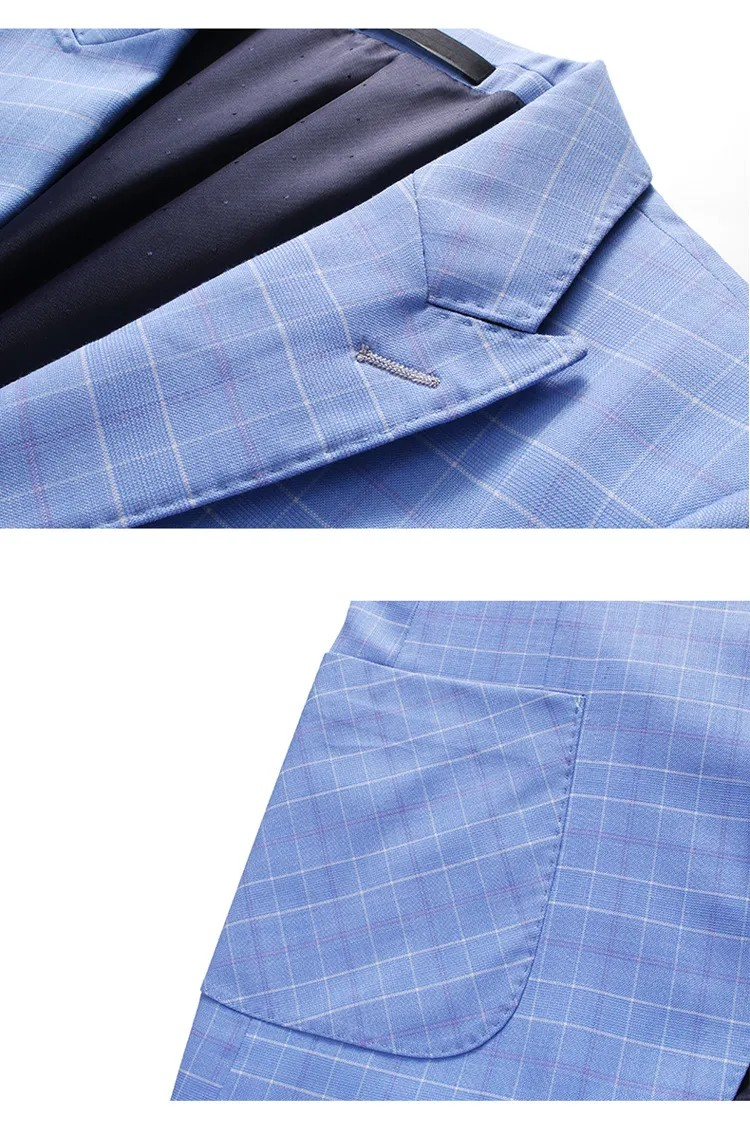 Three-Piece Suit – Light Blue Windowpane Check