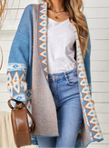 Cardigan im Aztekenmuster – Boho-Strickjacke