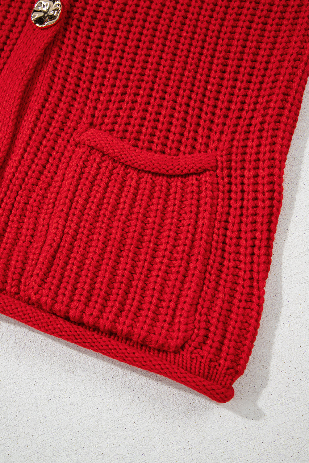 Chunky Ribbed Knit Sweater Vest – Statement Button Detail