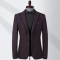 Men's Embroidered Textured Blazer – Smart Casual Plaid Weave