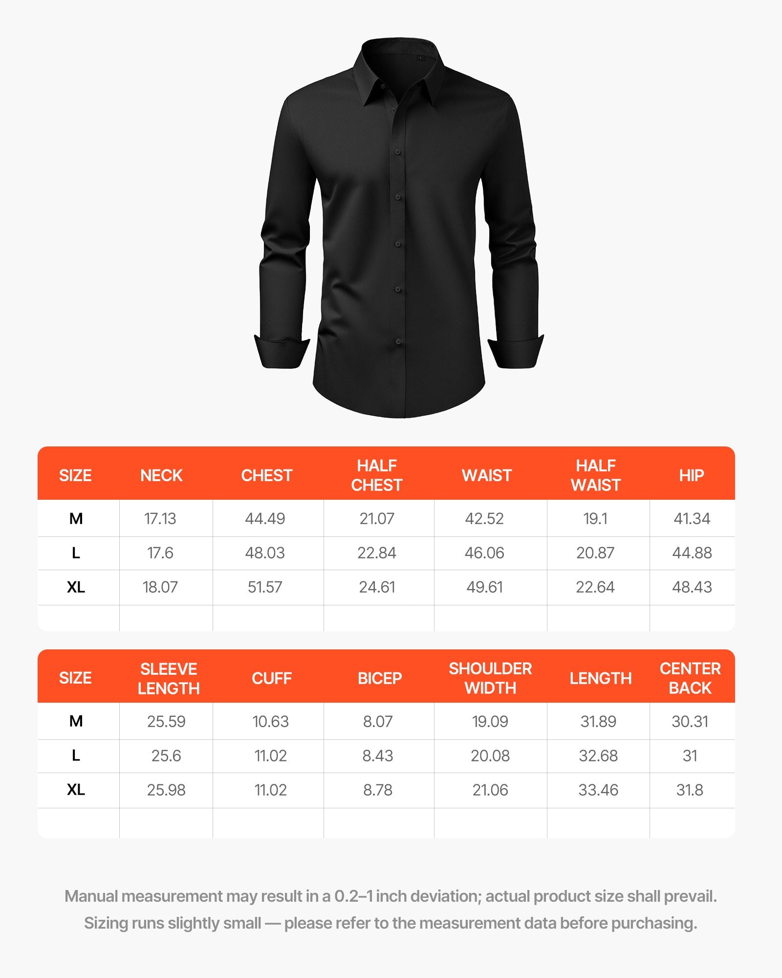 Men's Long Sleeve Dress Shirt – Slim Fit Wrinkle-Free